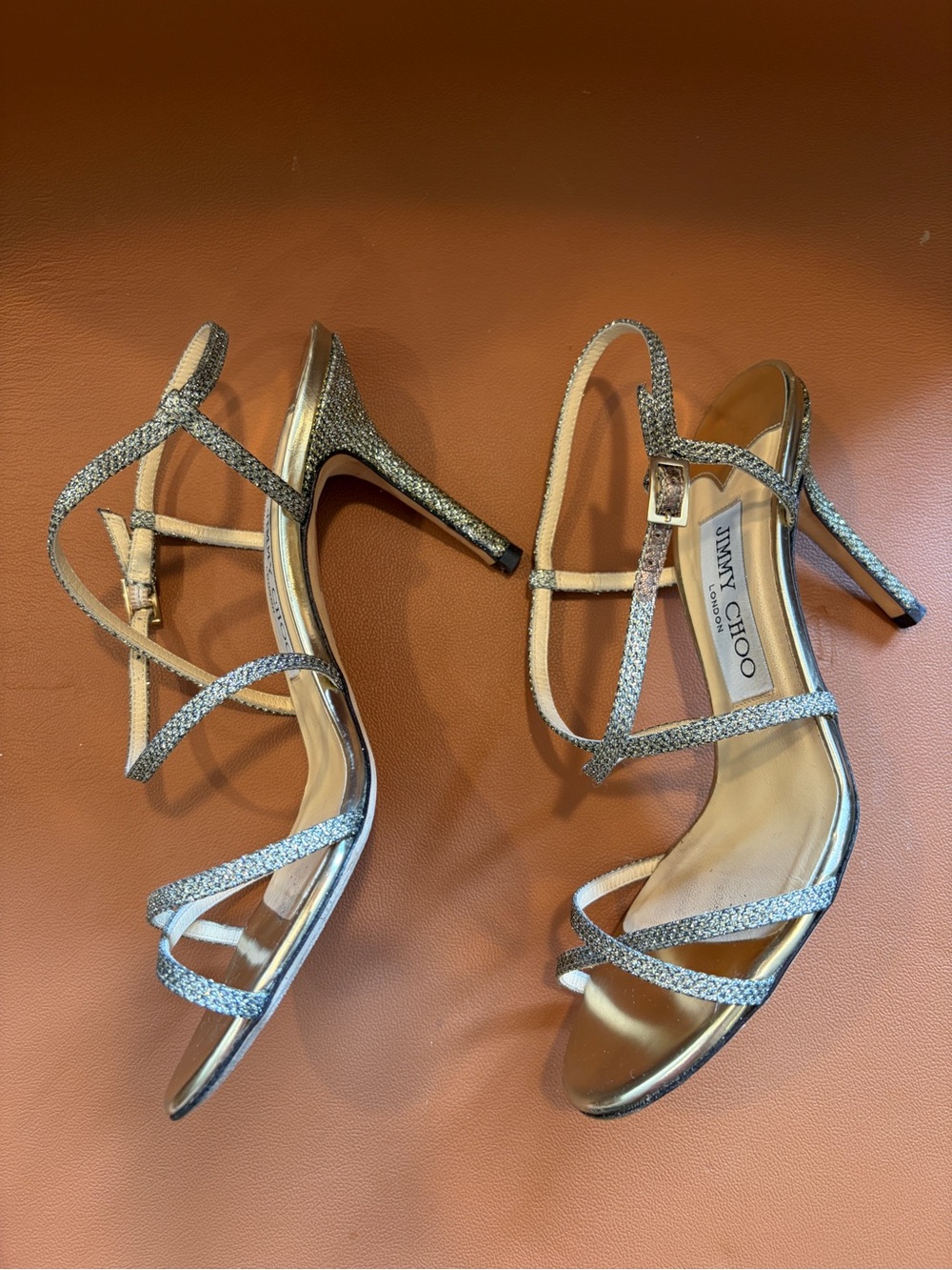 Jimmy Choo Silver Metallic Strappy Heeled Sandals - Picture 4 of 13